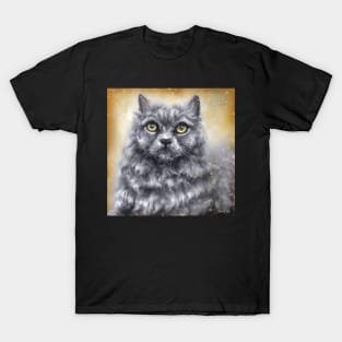 Painting of a Fluffy Blue Persian Cat T-Shirt